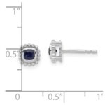 14k White Gold 3.4mm Cushion Sapphire Post Earrings - Image 4