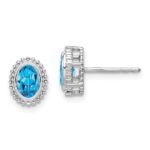 10k White Gold Oval Blue Topaz Post Earrings
