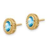 14k Oval Blue Topaz Post Earrings - Image 2