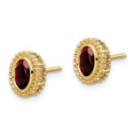 14k Oval Garnet Post Earrings - Image 2