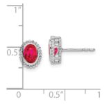 14k White Gold 5x3mm Oval Ruby Post Earrings - Image 4