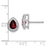 14k White Gold Pear Garnet Post Earrings - Image 4