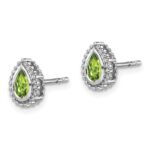 14k White Gold Pear Peridot Post Earrings - Image 2