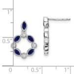 14k White Gold Marquise Sapphire and Diamond Circle Dangle Post Earrings - Image 4