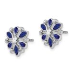 14k White Gold Marquise and Pear Sapphire and Diamond Post Earrings - Image 2