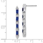 14k White Gold Emerald-cut Sapphire and Diamond 4-stone Dangle Post Earrings - Image 4