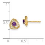 14k 3mm Round February/Amethyst Triangle Post Earrings - Image 4