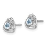 14k White Gold 3mm Round December/Blue Topaz Triangle Post Earrings - Image 2