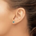 14k White Gold 3mm Round May/Lab Created Emerald Triangle Post Earrings - Image 3
