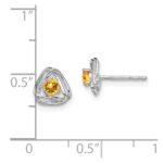 14k White Gold 3mm Round November/Citrine Triangle Post Earrings - Image 4