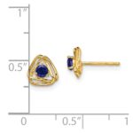 14k 3mm Round September/Lab Created Sapphire Triangle Post Earrings - Image 4