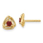 14k 3mm Round January/Garnet Triangle Post Earrings