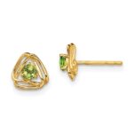 14k 3mm Round August/Peridot Triangle Post Earrings