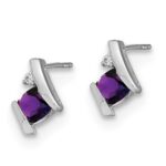 Sterling Silver Antique Cushion Amethyst and Diamond Earrings - Image 2