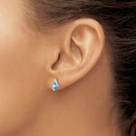 10k White Gold Cushion Blue Topaz and Diamond Earrings - Image 3
