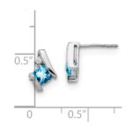 10k White Gold Cushion Blue Topaz and Diamond Earrings - Image 4