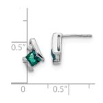 10k White Gold Cushion Cr. Alexandrite and Diamond Earrings - Image 4