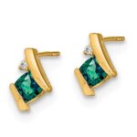 10k Yellow Gold Cushion Cr. Alexandrite and Diamond Earrings - Image 2