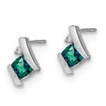 14k White Gold 4mm Cushion June/Lab Created Alexandrite and Diamond Post Earrings - Image 2