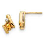 10k Yellow Gold Cushion Citrine and Diamond Earrings