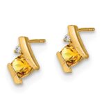 10k Yellow Gold Cushion Citrine and Diamond Earrings - Image 2