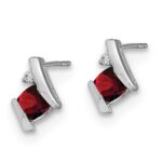 10k White Gold Cushion Garnet and Diamond Earrings - Image 2
