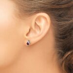14k White Gold 4mm Cushion January/Garnet and Diamond Post Earrings - Image 3