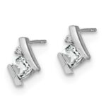 14k White Gold 4mm Cushion April/White Topaz and Diamond Post Earrings - Image 2