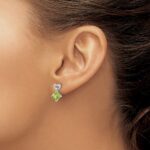 14k White Gold 6mm Cushion August/Peridot and Diamond Heart Post Earrings - Image 3