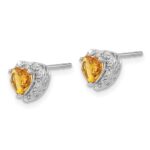Sterling Silver Rhodium-plated Citrine and Diamond Earrings - Image 2