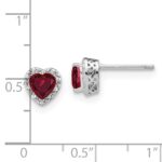 Sterling Silver Rhodium-plated Created Ruby and Diamond Earrings - Image 3