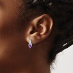 Sterling Silver Rhodium-plated Amethyst and Diamond Earrings - Image 3