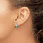Sterling Silver Rhodium-plated Blue Topaz and Diamond Earrings - Image 3