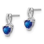 Sterling Silver Rhodium-plated Created Sapphire and Diamond Earrings - Image 2