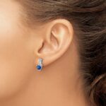 Sterling Silver Rhodium-plated Created Sapphire and Diamond Earrings - Image 3