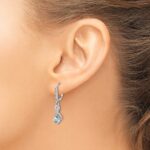 Sterling Silver Rhodium-plated Aquamarine and Diamond Earrings - Image 3