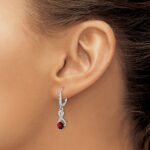 Sterling Silver Rhodium-plated Garnet and Diamond Earrings - Image 3