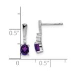 14k White Gold 5x3 Oval February/Amethyst and Diamond Dangle Post Earrings - Image 4