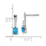 14k White Gold 5x3 Oval December/Blue Topaz and Diamond Dangle Post Earrings - Image 4
