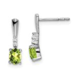 14k White Gold 5x3 Oval August/Peridot and Diamond Dangle Post Earrings