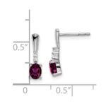 14k White Gold 5x3 Oval June/Rhodolite Garnet and Diamond Dangle Post Earrings - Image 4