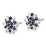 14k White Gold Sapphire and Diamond Snowflake Post Earrings - Image 2