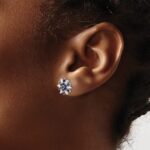 14k White Gold Sapphire and Diamond Snowflake Post Earrings - Image 3