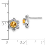 14k White Gold Citrine and Diamond Post Earrings - Image 4