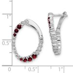 14k White Gold Garnet Oval Hoop Earrings - Image 4