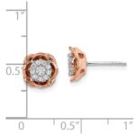 14k Two-Tone 1/4 carat Lab Grown Diamond VS/SI+ G+ Cluster Flower Post Earrings - Image 3