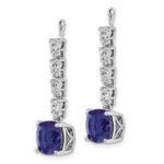14k White Gold 5/8 carat Lab Grown Diamond VS/SI+ G+ and Lab Created Blue Sapphire Earring Jackets - Image 2