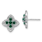 14k White Gold 1/3 carat Lab Grown Diamond VS/SI+ G+ and Created Emerald Complete Fashion Post Earrings