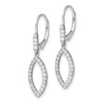 14k White Gold 1/2 carat Lab Grown Diamond VS/SI+ G+ Complete Fashion Dangle Leverback Earrings - Image 2