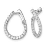 14k White Gold 5/8 carat Lab Grown Diamond VS/SI+ G+ Complete Hinged Hoop Earrings - Image 2